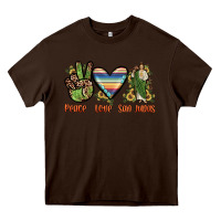 Chocolate Brown peace love san judas Heavy Core Tee - JahusDesignShop