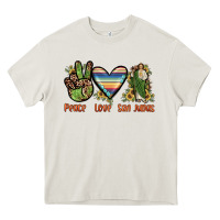 Cream peace love san judas Heavy Core Tee - JahusDesignShop