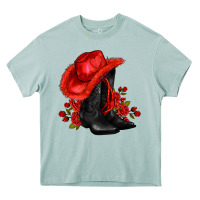 Arona valentines day cowboy boots red  and roses Heavy Core Tee - AdoDesignShop