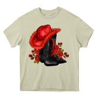 Mossy valentines day cowboy boots red  and roses Heavy Core Tee - AdoDesignShop
