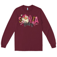 Burgundy Santa Baby Pink Christmas Long Sleeve Tee - MaliasSmallBusiness