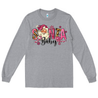 Heather Grey Santa Baby Pink Christmas Long Sleeve Tee - MaliasSmallBusiness