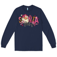 Navy Santa Baby Pink Christmas Long Sleeve Tee - MaliasSmallBusiness