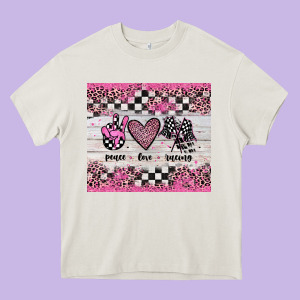 Peace Love Racing Heavy Core Tee Designed By Jahusdesignshop