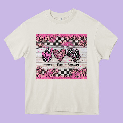 Peace Love Racing Heavy Core Tee Designed By Jahusdesignshop