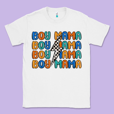 Boy Mama Lightning Bolt Classic Tee Designed By Maliassmallbusiness