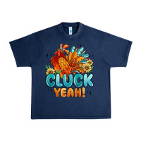 Navy cluck yeah Urban Heavy Tee - MaliasSmallBusiness