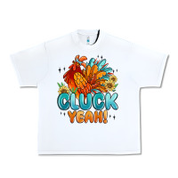 White cluck yeah Urban Heavy Tee - MaliasSmallBusiness