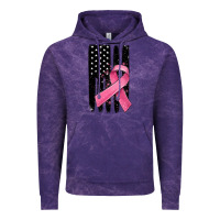 Cloud Purple breast cancer ribbon american flag Vintage Hoodie - MaliasSmallBusiness