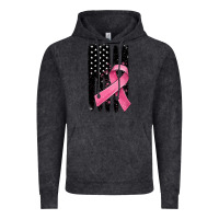 Vintage Black breast cancer ribbon american flag Vintage Hoodie - MaliasSmallBusiness