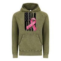 Vintage Olive breast cancer ribbon american flag Vintage Hoodie - MaliasSmallBusiness