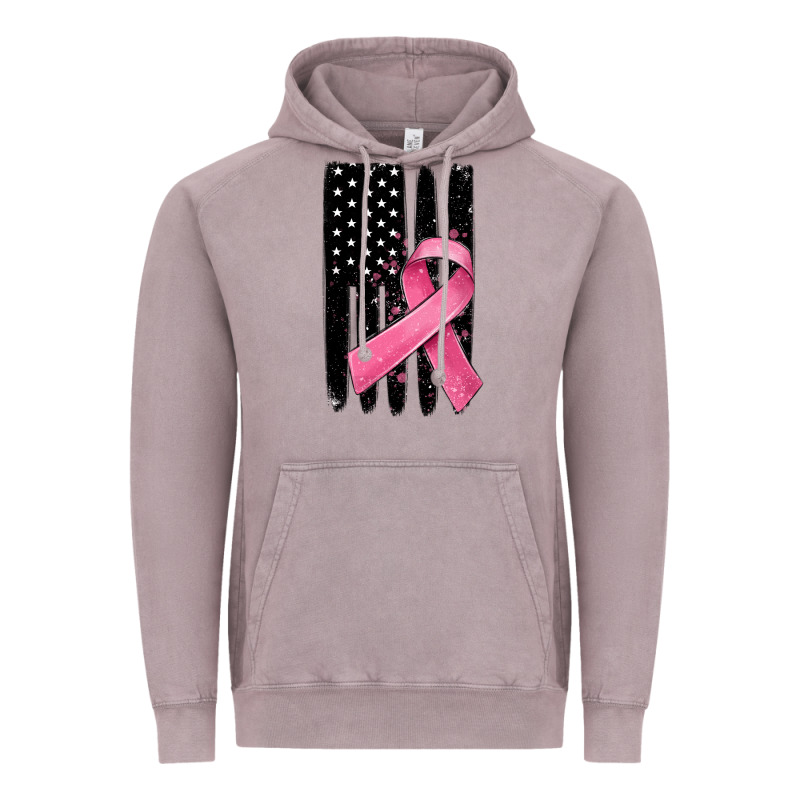 Breast Cancer Ribbon American Flag Vintage Hoodie by MaliasSmallBusiness | Teevron