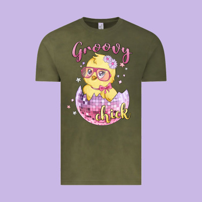 Groovy Chick Easter Vintage Tee Designed By Maliassmallbusiness