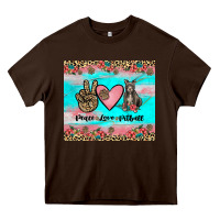 Chocolate Brown peace love pitbull Heavy Core Tee - JahusDesignShop