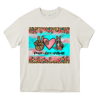 Cream peace love pitbull Heavy Core Tee - JahusDesignShop