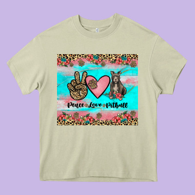Peace Love Pitbull Heavy Core Tee Designed By Jahusdesignshop