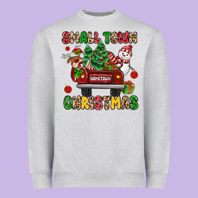Christmas Santa And Reindeer Truck Heavyweight Sweatshirt Designed By Maliassmallbusiness