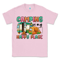 Bubblegum Pink camping is my happy place Classic Tee - MaliasSmallBusiness