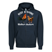 Navy Rise and Shine Mother Cluckers Zipper Hoodie - Bettercallsaul