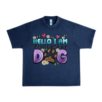 Navy hello i am obsessed with my dog Urban Heavy Tee - MaliasSmallBusiness