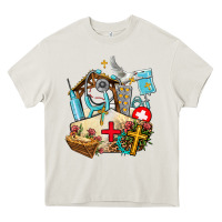 Cream nurse  cross and jesus Heavy Core Tee - AdoDesignShop
