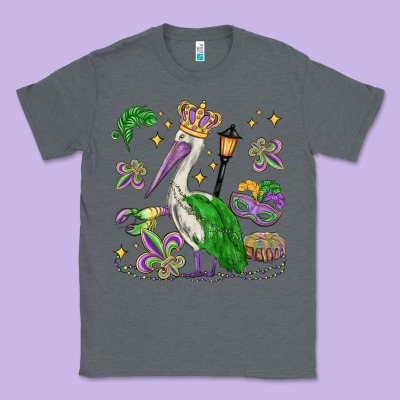 Mardi Gras Pelican Classic Tee Designed By Maliassmallbusiness