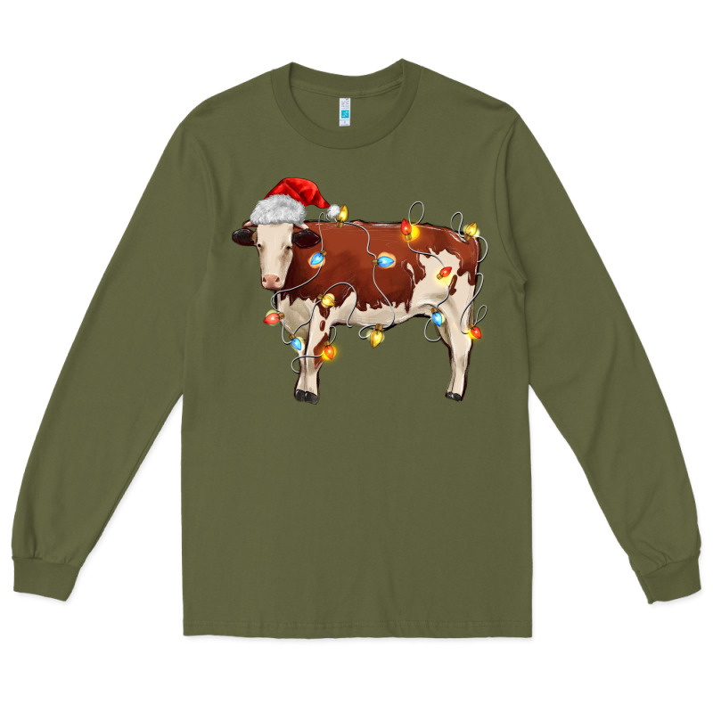 Christmas Cow Long Sleeve Tee by MaliasSmallBusiness | Teevron