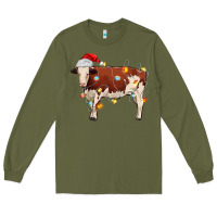 Army Green Christmas cow Long Sleeve Tee - MaliasSmallBusiness