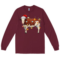 Burgundy Christmas cow Long Sleeve Tee - MaliasSmallBusiness