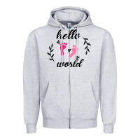 Heather Grey Hello world Zipper Hoodie - Bettercallsaul