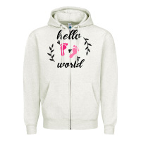 Oatmeal Heather Hello world Zipper Hoodie - Bettercallsaul