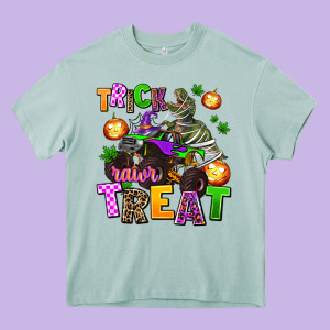 Trick Rawr Treat Heavy Core Tee Designed By Adodesignshop