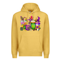 Antique Gold mardi gras coffee cups cowgirl Premium Hoodie - CowGirlArtShop