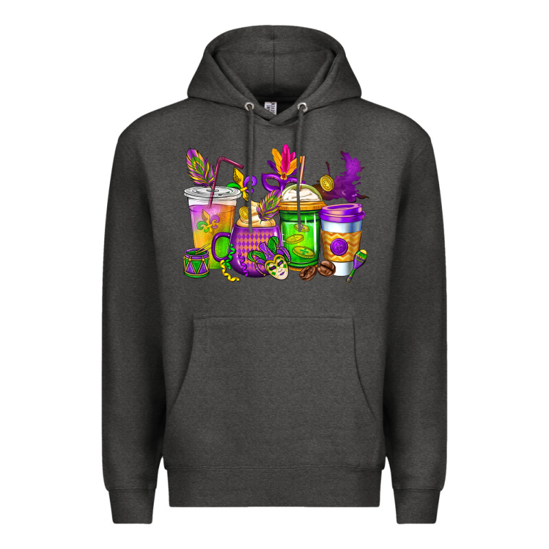 Mardi Gras Coffee Cups Cowgirl Premium Hoodie by CowGirlArtShop | Teevron