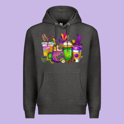 Mardi Gras Coffee Cups Cowgirl Premium Hoodie Designed By Cowgirlartshop