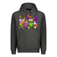 Charcoal Heather mardi gras coffee cups cowgirl Premium Hoodie - CowGirlArtShop