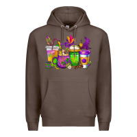 Coffee mardi gras coffee cups cowgirl Premium Hoodie - CowGirlArtShop
