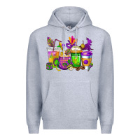 Heather Grey mardi gras coffee cups cowgirl Premium Hoodie - CowGirlArtShop