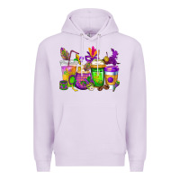 Lilac mardi gras coffee cups cowgirl Premium Hoodie - CowGirlArtShop
