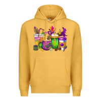 Mustard mardi gras coffee cups cowgirl Premium Hoodie - CowGirlArtShop