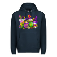 Navy mardi gras coffee cups cowgirl Premium Hoodie - CowGirlArtShop