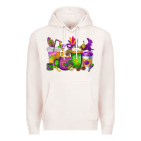 Pale Pink mardi gras coffee cups cowgirl Premium Hoodie - CowGirlArtShop