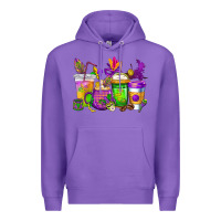 Purple mardi gras coffee cups cowgirl Premium Hoodie - CowGirlArtShop