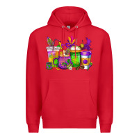 Red mardi gras coffee cups cowgirl Premium Hoodie - CowGirlArtShop