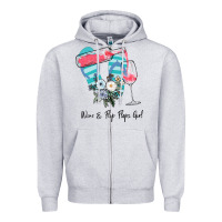 Heather Grey Wine Flip Flops Girl Zipper Hoodie - Bettercallsaul