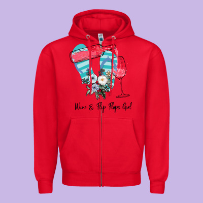 Wine Flip Flops Girl Zipper Hoodie Designed By Bettercallsaul