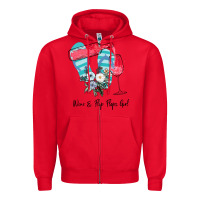 Red Wine Flip Flops Girl Zipper Hoodie - Bettercallsaul