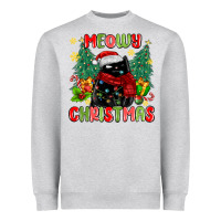 Meowy Christmas Black Cat Heavyweight Sweatshirt | Teevron