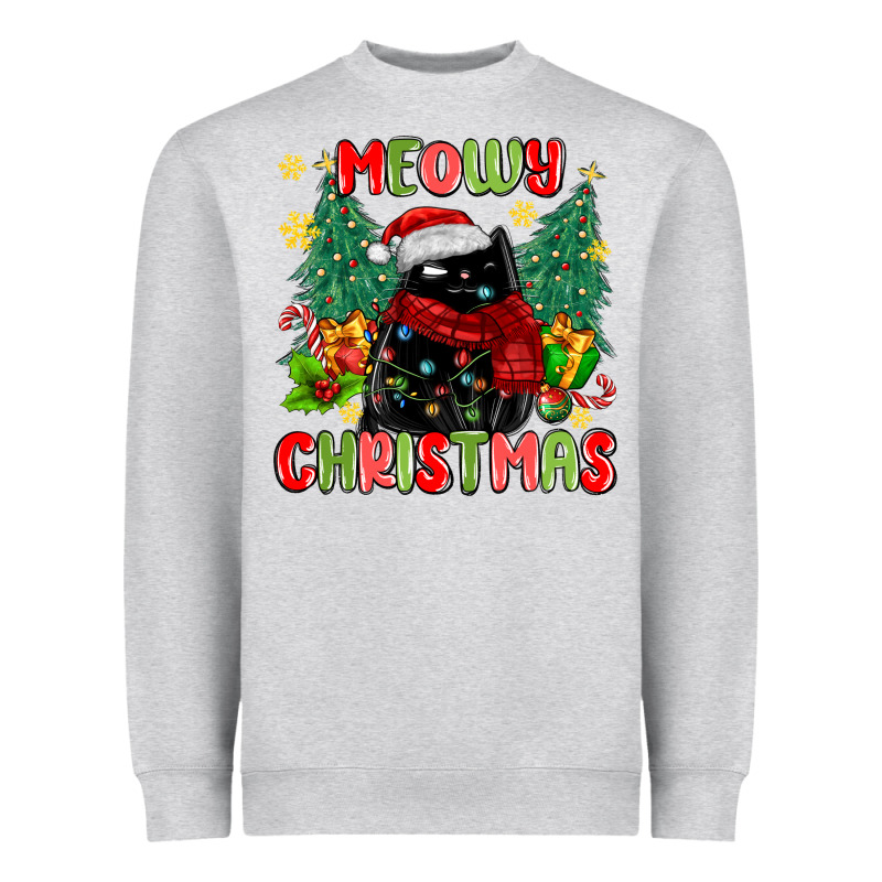 Meowy Christmas Black Cat Heavyweight Sweatshirt by MaliasSmallBusiness | Teevron