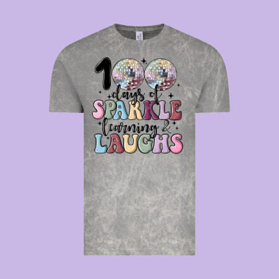 100 Days Of Sparkle Learning And Laugh Faux Sequin Vintage Tee Designed By Maliassmallbusiness